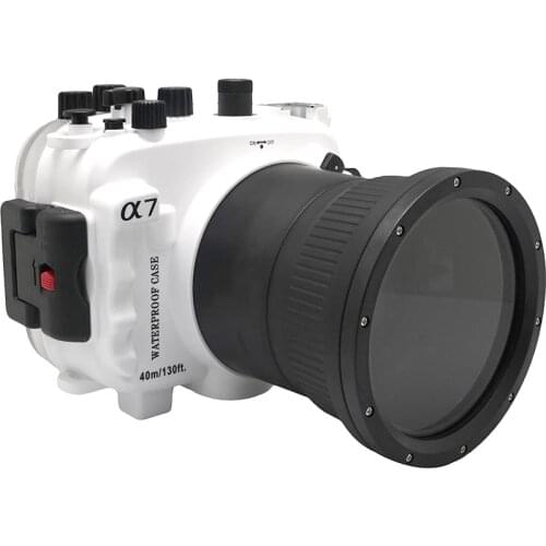 40m/130ft For Sony A7 NG Series A7R A7S underwater camera housing diving box case cover with 90mm lens (Long port) White