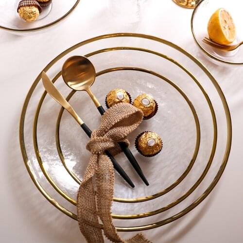 Creative Phnom Penh Hammer Glass Plate Transparent Glass Fruit Plate Western Food Salad Plate Restaurant Swing Plate Dinner Set