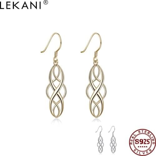 LEKANI Woman Studs Earings Geometric 925 Sterling Silver Jewelry Engagement Party Gift Long Shiny Fashion Wedding Earrings