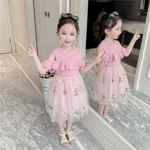 Summer Baby Girl Lace Dress Fashion Children Embroidery Dresses For Girls Clothes Party Dress Kid Short Sleeve Princess Dresses
