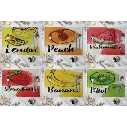 Fashion Print Rectangle Cotton Linen Western Style Table Pad Cut Mats Placemat for Dinner Kitchen Table 40x30cm