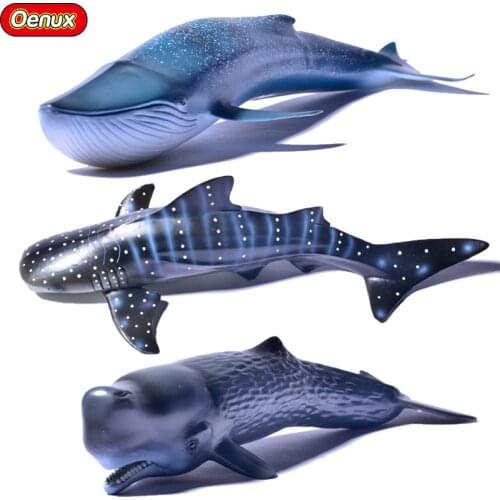 Oenux Sea Life Marine Animals Whale Shark Blue Whale Sperm Whale High Quality Action Figure Toy Ocean Animal Model For Kid Gift