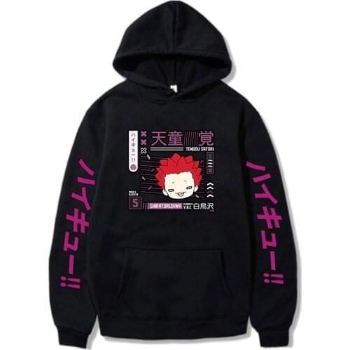 Mens Hoodies Japanese Anime Haikyuu Unisex Hooded Casual Pullovers Teens Comfortable Sweatshirts Tops for Women Spring Autumn