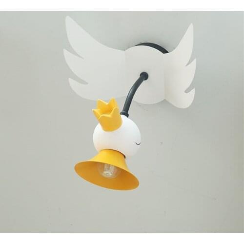 Nordic Swan-shaped Wall Lamps Childrens Room Cartoon Decorative Lighting Boy Girl Bedroom Bedside Study Corridor Reading Lamp