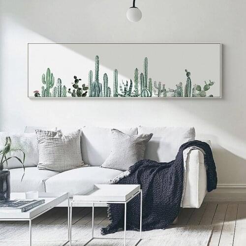 Nordic Watercolor Cactus Plant Banner Canvas Art Painting Prints Poster Picture Wall Living Room Bedside Home Decorative Mural