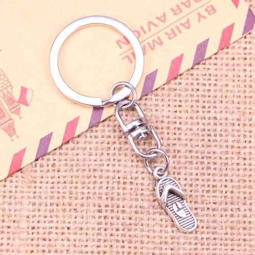 New Fashion Keychain 21x8mm flip flops slipper Pendants DIY Men Jewelry Car Key Chain Ring Holder Souvenir For Gift