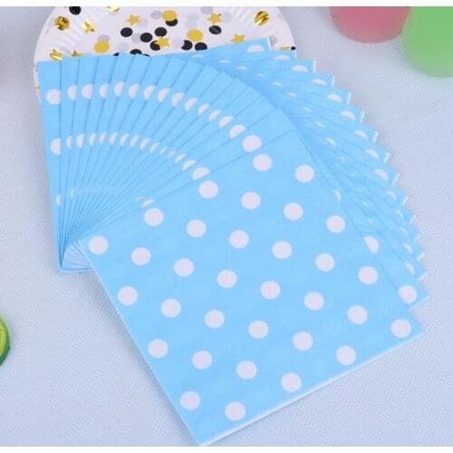 Cartoon Polka Dot Disposable Paper Napkins Birthday Party Tableware Decoration Tissues Napkins Kids Festival Party Supplies