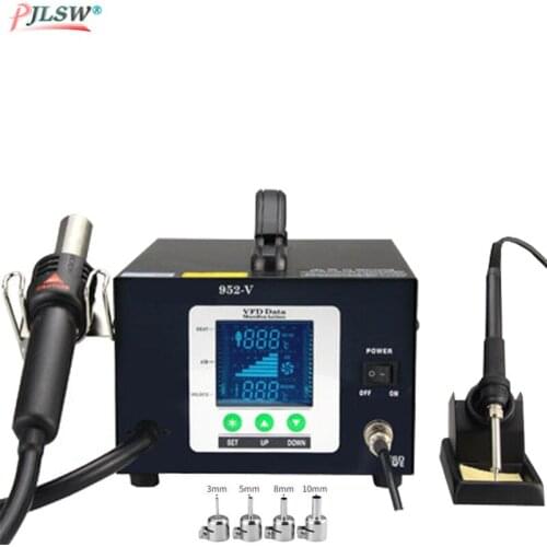 952V 220V Soldering Station Double digital display LED Digital Adjust 2 In 1 SMD Hot Air Rework Station Heat Gun Welding Tool
