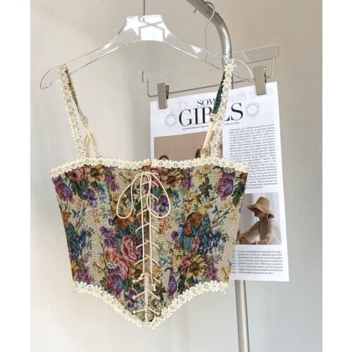 Pearl Diary Women Cotton Eyelet Embroidery Tank Top 2021 Flowers Color Elegant Crop Tank Top Sweet Casual Buttoned Up Short Top