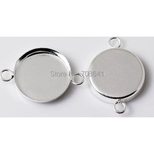 Blank Round Deep Bezel tray with 2 Loops Bracelet Connectors Bases Cabochons Settings Findings DIY Making Multi-color Plated