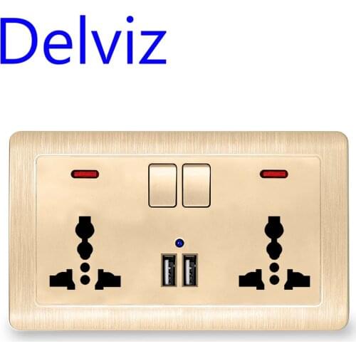 Delviz International universal usb Socket UK standard outlet Dual USB Port charger 2A EU Plug White Wall three hole power socket