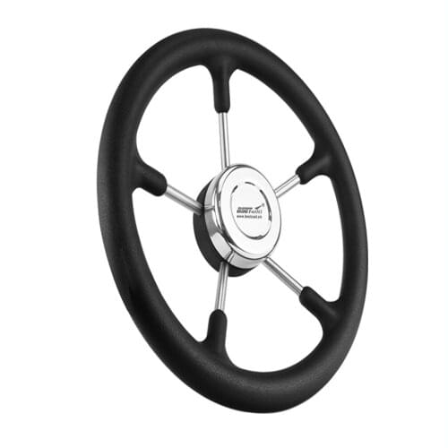 Polyurethane Foam Black 320mm Steering Wheel Marine Grade 5 Spokes 15 Degree Fits 3/4" Shaft Boat Yacht Hardware Accessories