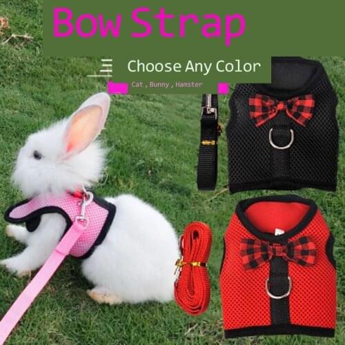 Pet Mesh Soft Harness Pet Traction Rope Rabbit Traction Belt Rabbit Vest Type Breathable Mesh Chest Strap Traction Rope Supplies