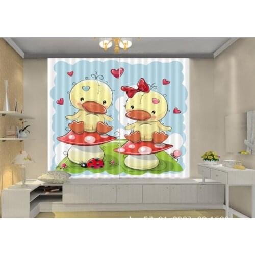 Cartoon ducklings Curtains Luxury Blackout 3D Window Curtain Living Room kids Bedroom decorate Drapes Rideaux Cortina pillowcase