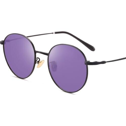 New Retro Mens And Womens Fashion Round Frame Ocean Film Color-Changing Polarized Sunglasses Simple Glasses Sunglasses