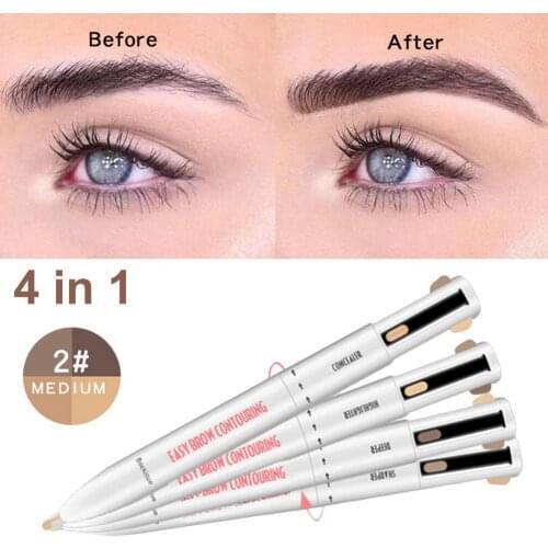 Long Lasting Easy Color Eyebrow Pen 4 In 1 Eyebrow Pencil Waterproof Drawing Eye Brow Pencil Women Makeup Cosmetic Tool