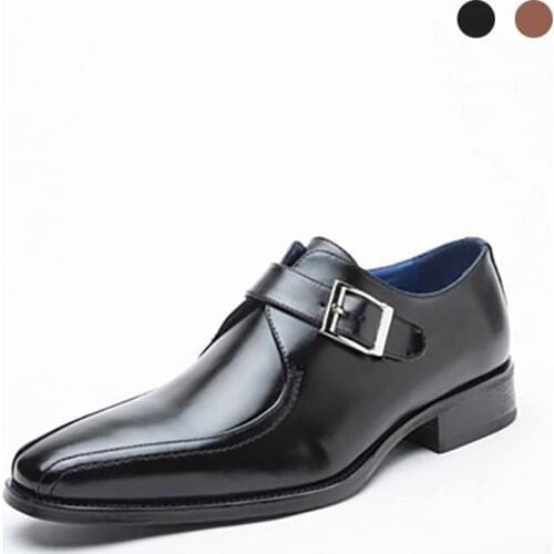 Single Monk Style Genuine Leather Black Bridegroom Designer Luxury Handmade Dress Best Men Shoes for Men Original
