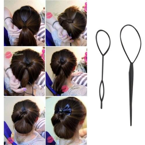 2pcs Plastic Magic Topsy Tail Clip Headwear Hair Tools Styling Casual Fashion Salon Accessory Braid Ponytail Maker