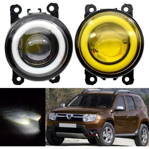 1pair For Dacia Duster Closed Off-Road Vehicle 2010-2015 Car LED Fog Light Angel Eye DRL Daytime Running Lamp 30W 12V