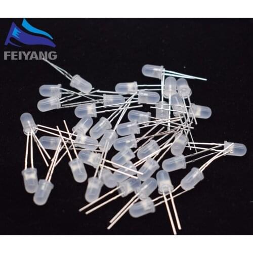 1000pcs 5mm White Diffused LED Diode Round Light Emitting Diode 20mA 5mm LED Lamp Wide Angle Through Hole Electronics Components