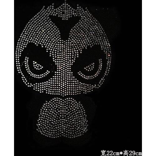 2PC/LOT Panda hot fix rhinestone transfer motifs iron on rhinestone appliques patches design stones for shirt coat
