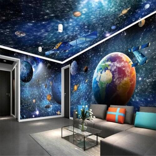 Milofi custom 3D wallpaper mural universe galaxy earth 3D theme space whole house background wall for living room bedroom decora