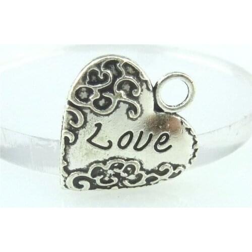 6pcs Antique Silver 19*17mm Love Heart Charms Pendant For Jewelry Making Bracelet Vintage Accessories
