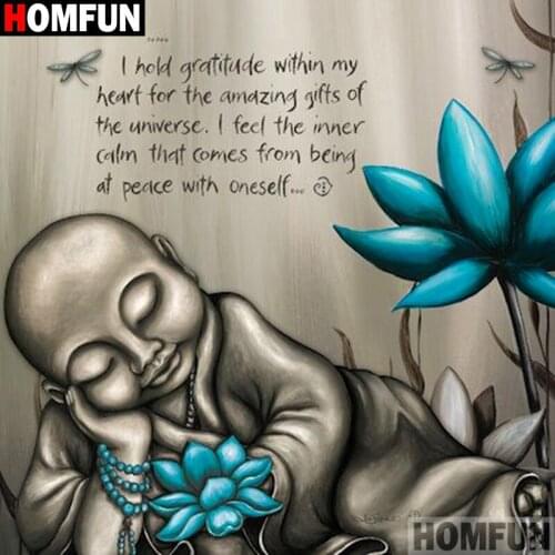 HOMFUN Full Square/Round Drill 5D DIY Diamond Painting "Religious Buddha" Embroidery Cross Stitch 5D Home Decor A07342