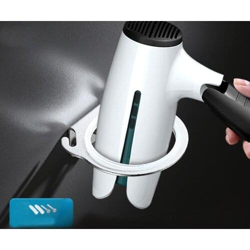 Aluminum Wall Mounted Hair Dryer Holder Rack Hanger Bathroom Hairdryer Storage Shelf Organizer Hanging Rack Bathroom Accessories