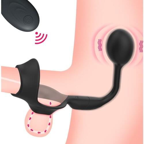 G Spot Ring Butt Plug Prostate Massager Anal Vibrator Wireless Remote Adult Products Delay Ejaculation Ring Sex Toys for Men