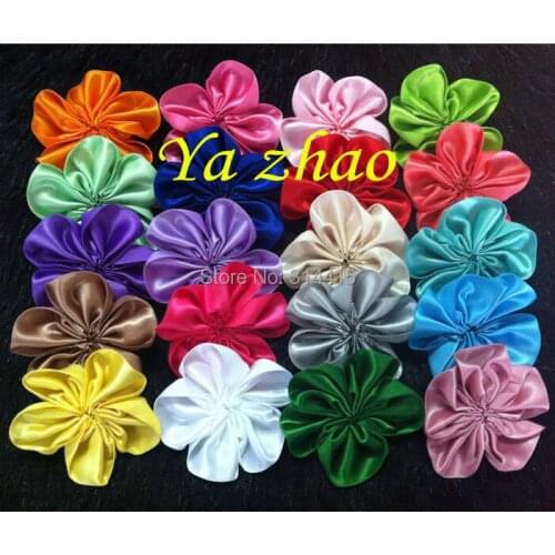 2" Satin Ribbon Single Flowers, DIY 5 petal ribbon flower for Hair Accessories 240pcs/lot,24 colors free shipping