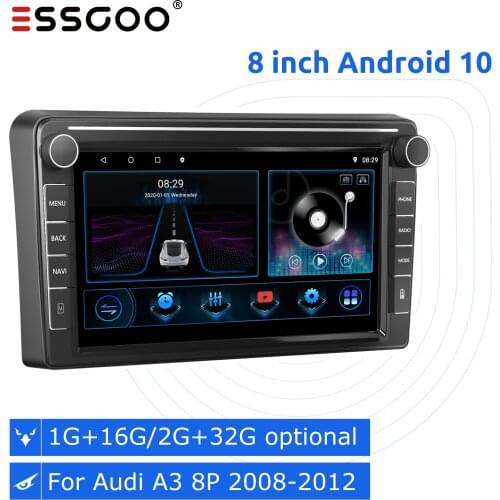 Essgoo Radio Android 9.1 2 din 9 inch Bluetooth Autoradio For Audi A3 2008-2012 Car Stereo Multimedia Player GPS Navigation