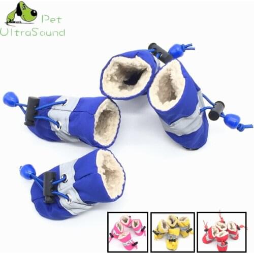 ULTRASOUND PET Waterproof Winter Pet Dog Shoes Anti-slip Rain Snow Boots Footwear Thick Warm For Cats Dogs Puppy Dog Booties