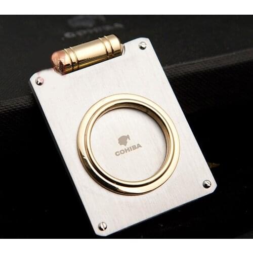 COHIBA Single Blades Sharp Cigar Cutter Stainless Steel Pocket Gadgets Zigarre Knife Tools Cuban Smoking Cigars Accessories 736A