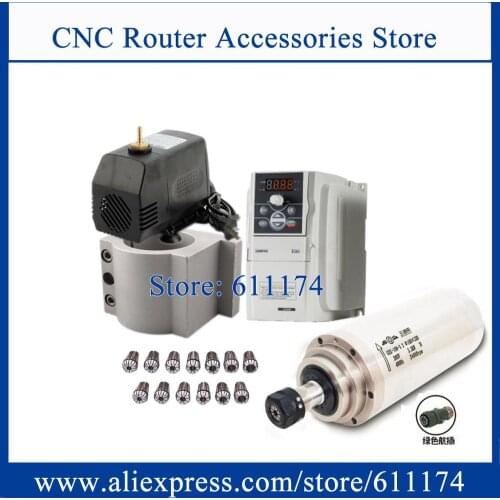 3Kw / 3.2kw AC380V water cooled spindle Motor ER20 L-220mm + 3kw AC380V Inverter + Water Pump + 100mm bracket + ER20 collect