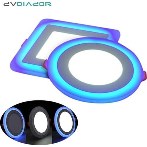 DVOLADOR 3 Modes Square/Round LED Panel Light 6W 9W 16W Dual Color Led Panel Downlight LED Ceiling Recessed Panel Light lamp