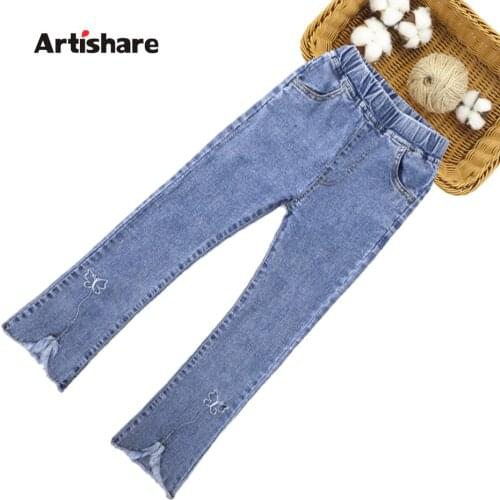 Jeans For Girls Embroidery Pattern Jeans Kids Girl Spring Autumn Childrens Jeans Casual Style Childrens Jeans Clothes