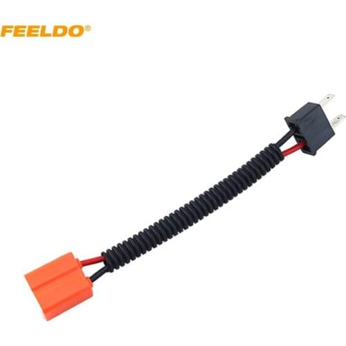 FEELDO 1PC High quality car H7 bulb straight type male connector to female with wiring harness #HQ5467