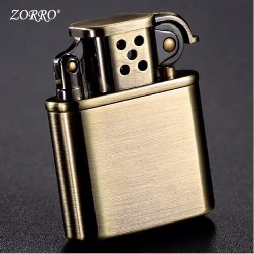Zorro Kerosene Lighter Old Style Windproof Retro Pure Copper Gasoline Lighter Smooth Plate Z506 Outside Tool Men Gift