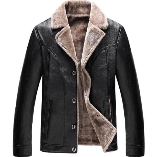 High Quality Vintage Leather Jacket Winter Warm Motorcycle Coats 2020 Hot Long Sleeve Lapel Fashion Solid Color New Comfortable