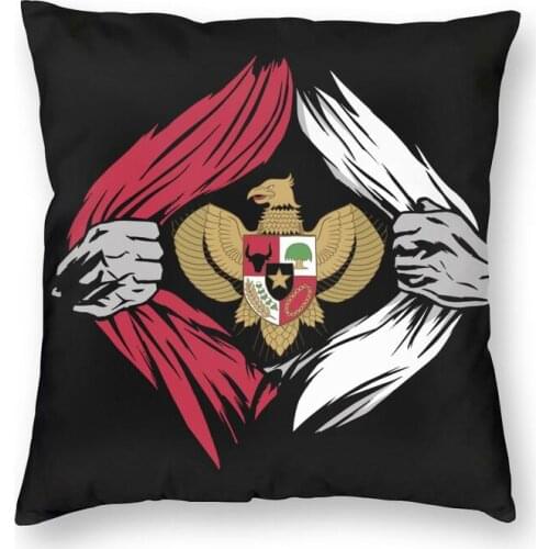 Indonesia Flag Square Pillow Cover Indonesian National Emblem Coat of Arms Cushions Throw Pillow for Sofa Double-sided Printing