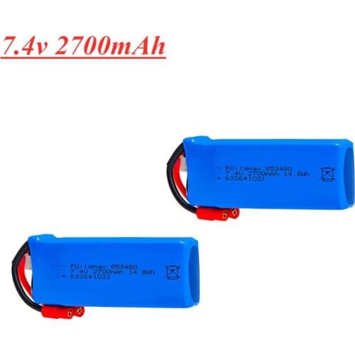 2S 7.4V 2700mAh Lipo Battery for Syma X8C X8W X8G Rc Drone Spare Parts 7.4 V 853480 Battery banana Plug 1pcs to 10pcs