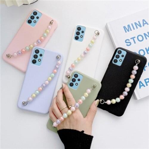 Cute Bracelet Case For Samsung Galaxy A32 A52 5G A72 A12 A71 A31 S20 Plus S21 Ultra Note 20 Silicone Soft Phone Bags Cases Cute