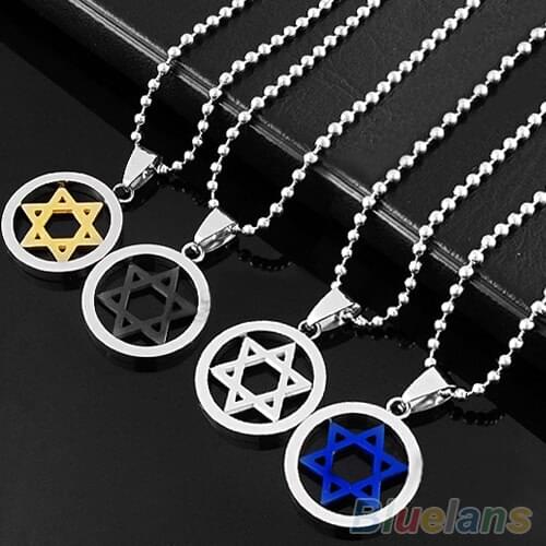 Stainless Steel Pendant Necklace Men Unisex Jewish Star of David 08AS