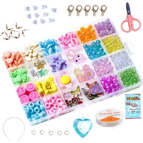 Jewelry Making Craft Beads For Kids Girls Bead Jewelry Crafting Set Diy Necklaces Bracelet Children Gift Accessories