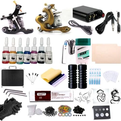New Tattoo Machine Kit Rotary Tattoo Machine Power Supply with 3RL/5RL/5RM/7RM Needle Foot Pedal Handle for Tattoo Artist