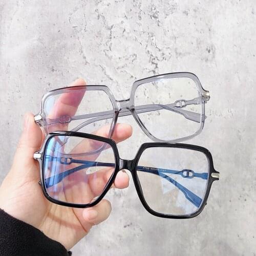 2021 Flat Lens Eyeglasses Frame Blue Light Blocking Glasses Retro Big Frame Computer Game Reading Glasses Slim Face Eyewear