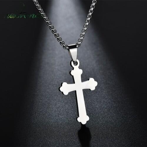 Nextvance Stainless Steel Christian Cross Necklaces Simple Crucifix Pendant Prayer Jewelry For Women Birthday Gift Drop Shipping