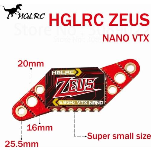 16mm/20mm/25.5mm Hole HGLRC ZEUS Nano VTX Transmitter 5.8G 40CH 350mW Built-in Microphone 2.4g for FPV Racing Freestyle Drones