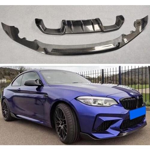 REAL CARBON FIBER Front & Rear Bumper Lip Spoiler Trunk Diffuser Cover For BMW 2-Series M2 M2C F87 2016 2017 2018 2019 2020 2021
